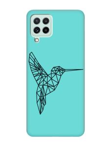 Матовий бірюзовий чохол на Samsung Galaxy M32/M22/A22 4G :: Колібрі (принт 122)