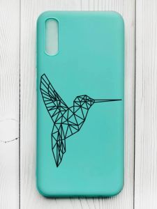 Матовий бірюзовий чохол на Xiaomi Redmi 9А :: Колібрі (принт 122)