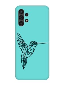 Матовий бірюзовий чохол на Samsung Galaxy A13 4G :: Колібрі (принт 122)