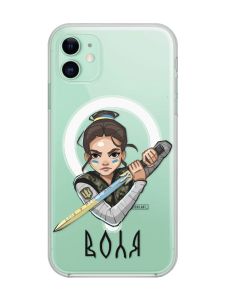 Магнітний чохол на iPhone 11 із підтримкою MagSafe :: Українська захисниця (патріотичний принт 169)