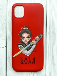 Матовий червоний чохол на Samsung Galaxy A04E/A042 :: Українська захисниця (патріотичний принт 169)