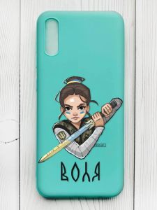 Матовий бірюзовий чохол на Xiaomi Redmi 9А :: Українська захисниця (патріотичний принт 169)