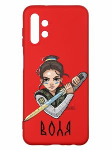 Матовий червоний чохол на Samsung A13 4G :: Українська захисниця (патріотичний принт 169)