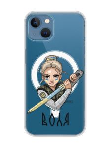 Магнітний чохол на iPhone 13 (6.1) із підтримкою MagSafe :: Українська захисниця (патріотичний принт 170)