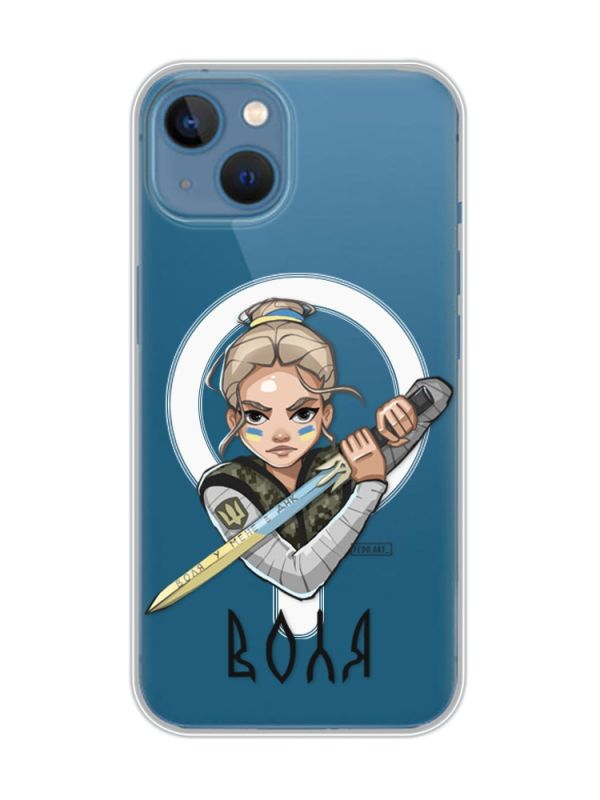 Магнітний чохол на iPhone 13 (6.1) із підтримкою MagSafe :: Українська захисниця (патріотичний принт 170)