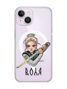 Магнітний чохол на iPhone 14 із підтримкою MagSafe :: Українська захисниця (патріотичний принт 170)