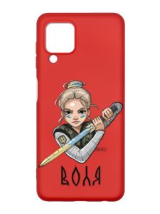 Матовий червоний чохол на Samsung Galaxy M32/A22/M22 4G :: Українська захисниця (патріотичний принт 170)