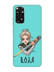 Матовий бірюзовий чохол на Xiaomi Redmi Note 11 :: Українська захисниця (патріотичний принт 170)