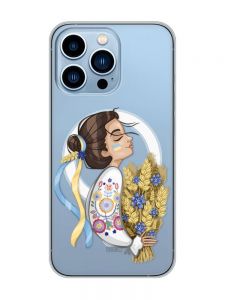 Магнітний чохол на iPhone 13 Pro Max із підтримкою MagSafe :: Українка з колосками (патріотичний принт 172)
