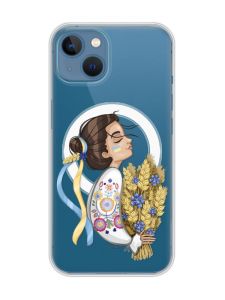 Магнітний чохол на iPhone 13 (6.1) із підтримкою MagSafe :: Українка з колосками (патріотичний принт 172)