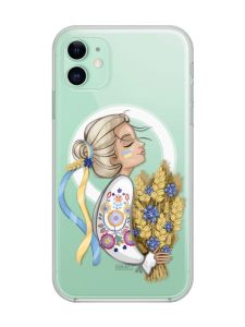 Магнітний чохол на iPhone 11 із підтримкою MagSafe :: Українка з колосками (патріотичний принт 173)