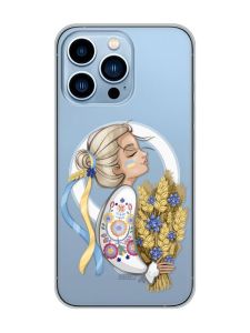 Магнітний чохол на iPhone 13 Pro Max із підтримкою MagSafe :: Українка з колосками (патріотичний принт 173)