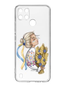 Прозорий чохол на Realme C21Y :: Українка з колосками (патріотичний принт 173)