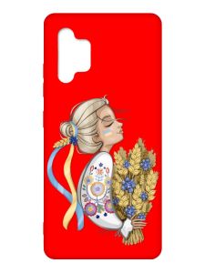 Матовий червоний чохол на Samsung Galaxy A32 :: Українка з колосками (патріотичний принт 173)