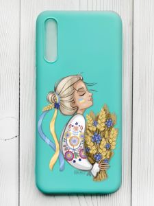 Матовий бірюзовий чохол на Samsung Galaxy A50 (2019) A505/A30s :: Українка з колосками (принт 173)
