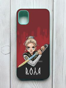 Чохол з бірюзовими боками на Samsung Galaxy A04E / A042 :: Українська захисниця (патріотичний принт 171)