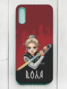 Чохол з бірюзовими боками на Xiaomi Redmi 9А :: Українська захисниця (патріотичний принт 171)