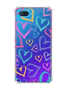 Чохол із потовщеними кутами на Xiaomi Mi 8 Lite :: Різнокольорові сердечка (принт 332)