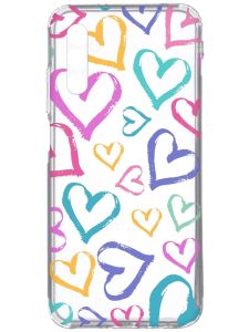 Прозорий чохол на Samsung Galaxy A34 5G/A346 :: Різнокольорові сердечка (принт 332)