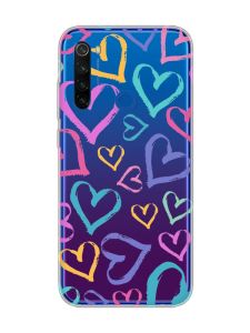 Прозорий чохол на Xiaomi Redmi Note 8T :: Різнокольорові сердечка (принт 332)