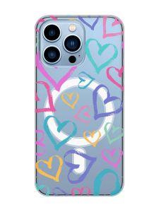 Магнітний чохол на iPhone 13 Pro Max із підтримкою MagSafe :: Різнокольорові сердечка (принт 332)