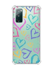 Чохол з потовщеними кутами на Galaxy S20 FE :: Різнокольорові сердечка (принт 332)