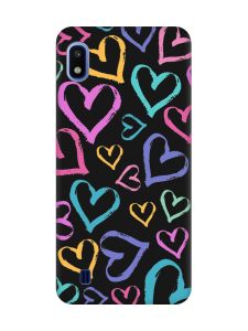 Матовий чорний чохол на Samsung Galaxy A10 (2019) A105 :: Різнокольорові сердечка (принт 332)