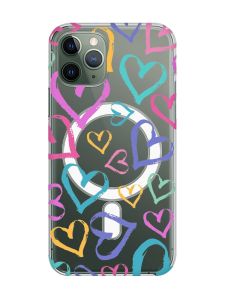 Магнітний чохол на iPhone 12/12 Pro із підтримкою MagSafe :: Різнокольорові сердечка (принт 332)