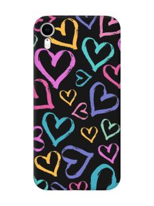 Матовий чорний чохол на Apple iPhone XR :: Різнокольорові сердечка (принт 332)