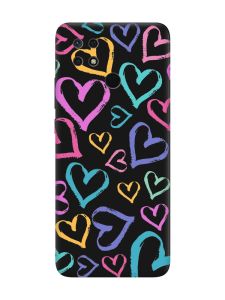 Матовий чорний чохол на Xiaomi Redmi 10C :: Різнокольорові сердечка (принт 332)