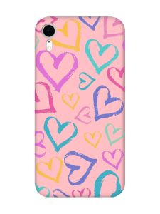 Матовий рожевий чохол на Apple iPhone XR :: Різнокольорові сердечка (принт 332)