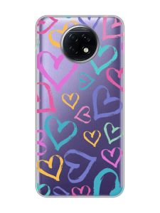 Прозорий чохол на Xiaomi Redmi Note 9T/Redmi Note 9 5G :: Різнокольорові сердечка (принт 332)