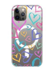 Магнітний чохол на iPhone 12 Pro Max із підтримкою MagSafe :: Різнокольорові сердечка (принт 332)