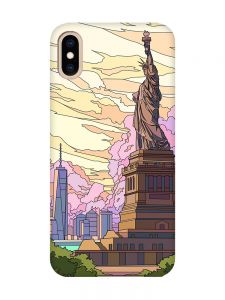 Чохол з рожевими боками на iPhone XS MAX :: Статуя Свободи (принт 331)