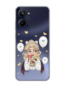 Прозорий чохол на Realme 10 4G :: Українка з солодощами (патріотичний принт 175)