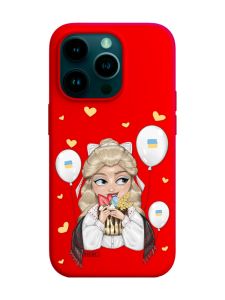 Матовий червоний чохол на Apple iPhone 14 Pro :: Українка з солодощами (патріотичний принт 175)