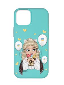Матовий бірюзовий чохол на Apple iPhone 12 Pro Max :: Українка з солодощами (патріотичний принт 175)