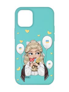 Матовий бірюзовий чохол на Apple iPhone 12/12 Pro (6.1) :: Українка з солодощами (патріотичний принт 175)