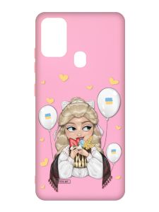 Матовий рожевий чохол на Samsung Galaxy M30s/M21 :: Українка з солодощами (патріотичний принт 175)