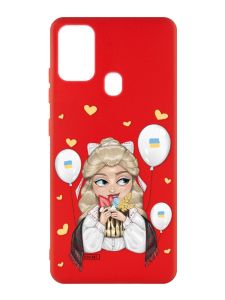 Матовий червоний чохол на Samsung Galaxy M30s/M21 :: Українка з солодощами (патріотичний принт 175)