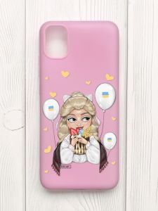 Матовий рожевий чохол на Samsung Galaxy A04E/A042 :: Українка з солодощами (патріотичний принт 175)