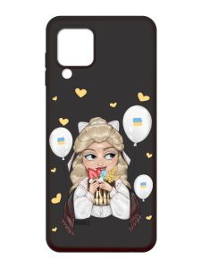Матовий чорний чохол на Samsung Galaxy M32 / A22 / M22 4G :: Українка з солодощами (патріотичний принт 175)