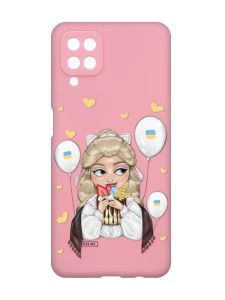 Матовий рожевий чохол на Samsung Galaxy A12 :: Українка з солодощами (патріотичний принт 175)