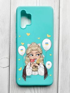 Матовий бірюзовий чохол на Samsung Galaxy A32 :: Українка з солодощами (патріотичний принт 175)