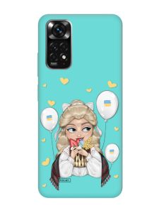 Матовий бірюзовий чохол на Xiaomi Redmi Note 11 :: Українка з солодощами (патріотичний принт 175)