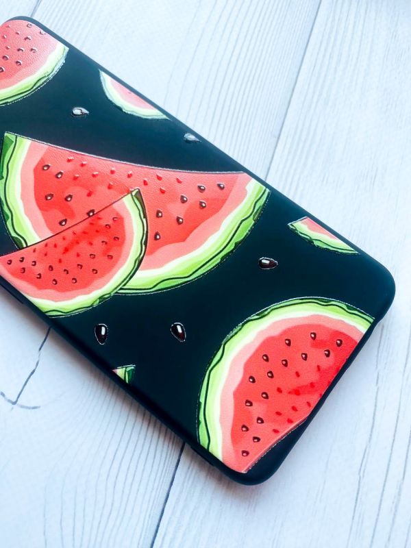 Матовий чорний чохол на Samsung Galaxy M30s/M21 :: Скибки кавуна (принт 342)
