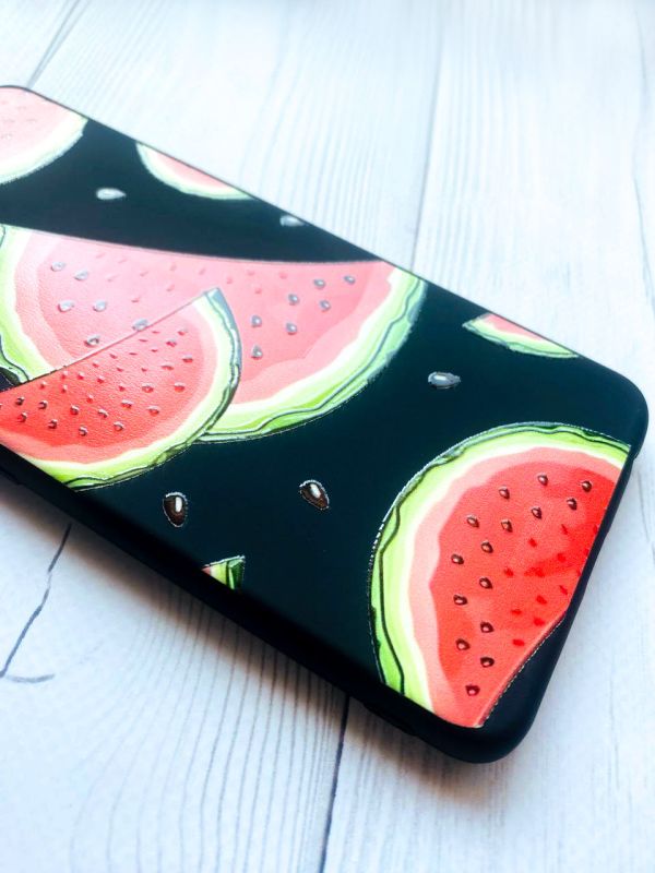 Матовий чорний чохол на Samsung Galaxy M30s/M21 :: Скибки кавуна (принт 342)