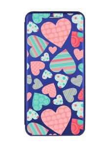 Чохол-книжка з малюнком для Samsung Galaxy M32/ M22/ A22 4G Синій :: Різнокольорові сердечка (принт 334)