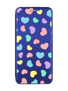 Чохол-книжка з малюнком для Samsung Galaxy M32/ M22/ A22 4G Синій :: Різнокольорові сердечка (принт 335)