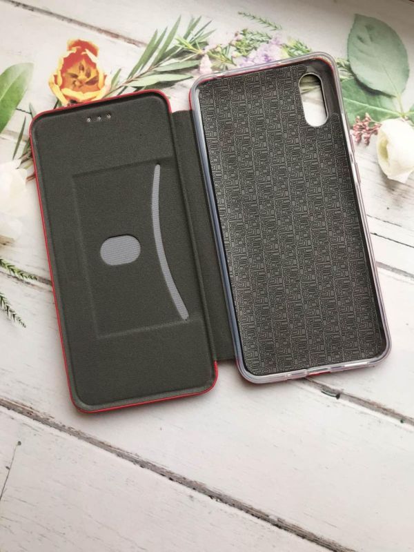 Чохол-книжка з малюнком для Xiaomi Redmi 9A Червоний :: Різнокольорові сердечка (принт 335)